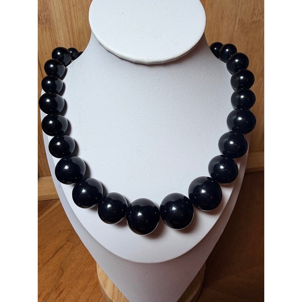 Vintage Black Bead Necklace